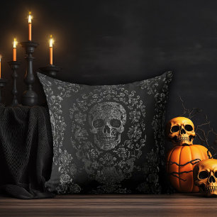 Dark Ornate Skull Cushion