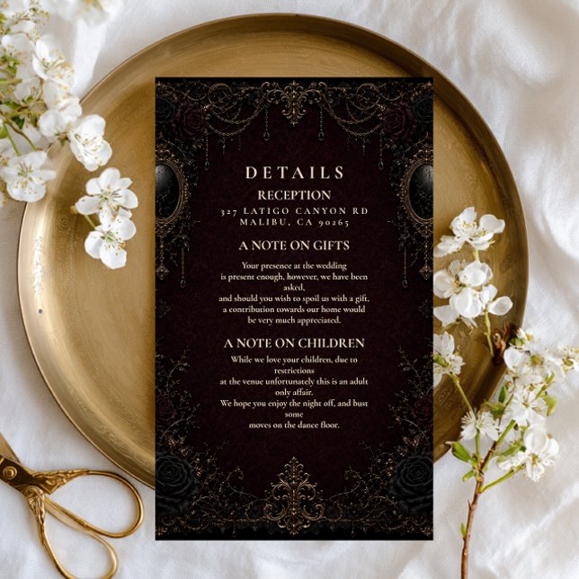 Dark Ornate Victorian Goth Wedding Enclosure Card (Creator Uploaded)