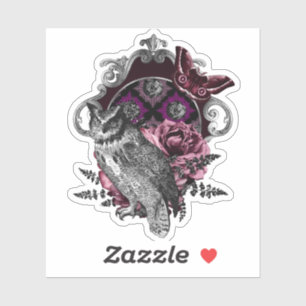Dark Owl Butterfly And Flowers - Gothic