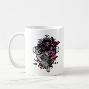 Dark Owl Butterfly And Flowers - Gothic Coffee Mug