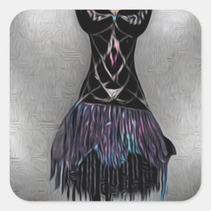 Dark Painted Flapper Dress Square Sticker