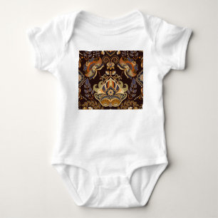Dark Paisley: Floral Indian Seamless. Baby Bodysuit