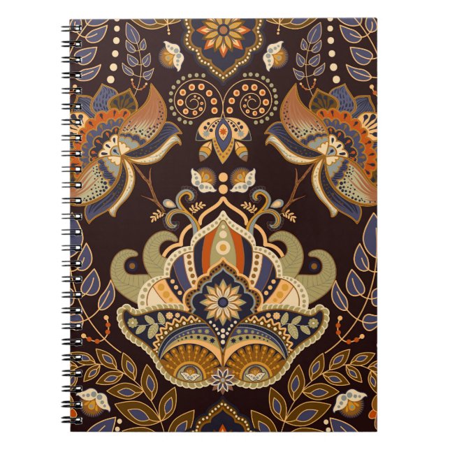 Dark Paisley: Floral Indian Seamless. Notebook (Front)