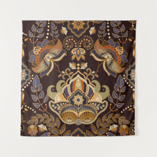 Dark Paisley: Floral Indian Seamless. Tapestry