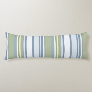 Dark Pastel Blue and Spring Rain Stripes Body Cushion
