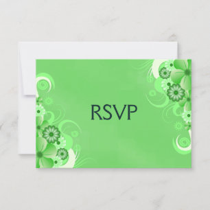 Dark Pastel Green Floral RSVP Response Cards