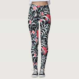 Dark pattern with flowers leggings