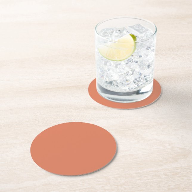 Dark Peach  Round Paper Coaster (Insitu)