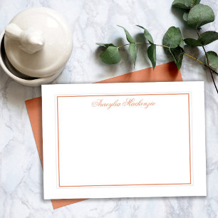 Dark Peach Terracotta and White Personalised Card
