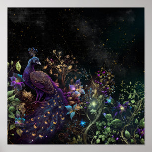 Dark Peacock Digital Art Design 9 Poster