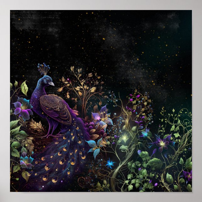 Dark Peacock Digital Art Design 9 Poster (Front)