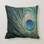 Dark Peacock Feather Cushion<br><div class="desc">This photo of the peacock feather has a vibrant color with a dark background. The dark background makes the eye of the peacock feather crisp and colorful.</div>