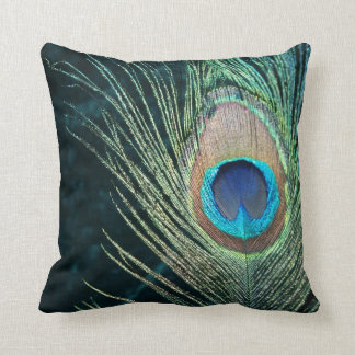 Dark Peacock Feather Cushion