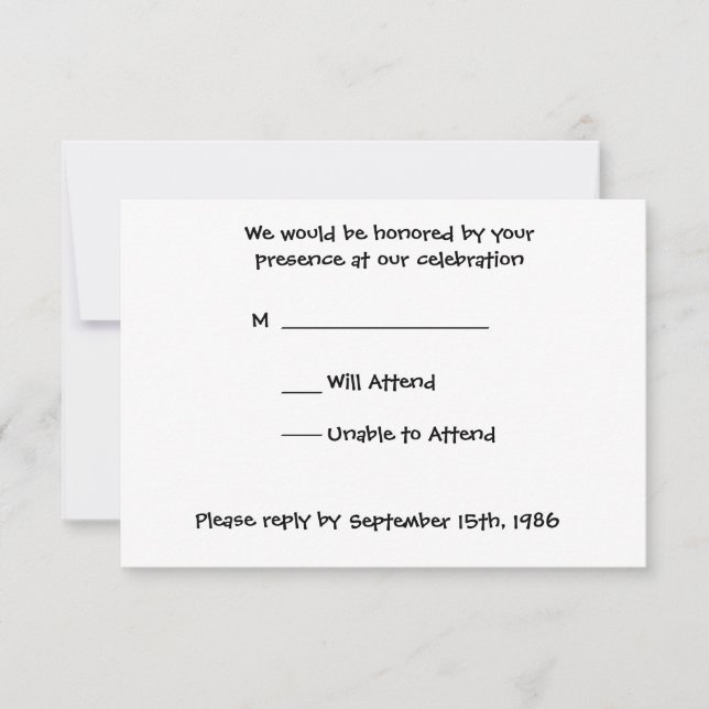 Dark Peacock Wedding RSVP Card (Front)
