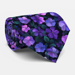 Dark Periwinkle Floral Pattern Tie