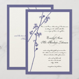 Dark Periwinkle Twilight Purple Wildflower Wedding Invitation