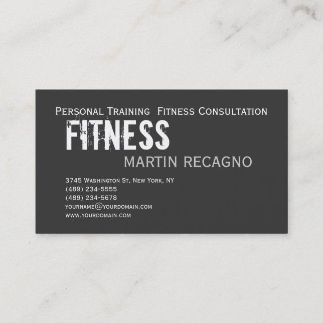 Dark Personal Trainer Modern Elegant Business Card (Front)