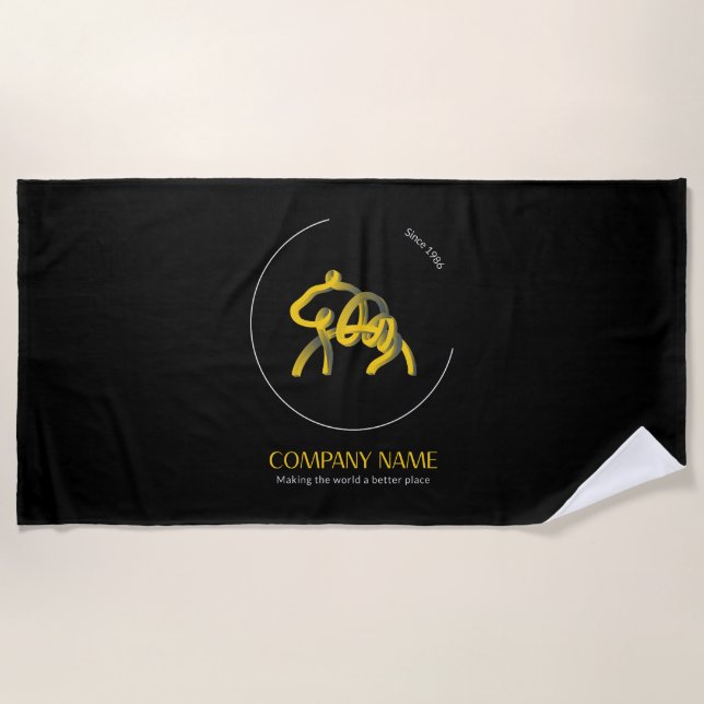 Dark personalised beach towels with logo (Front)