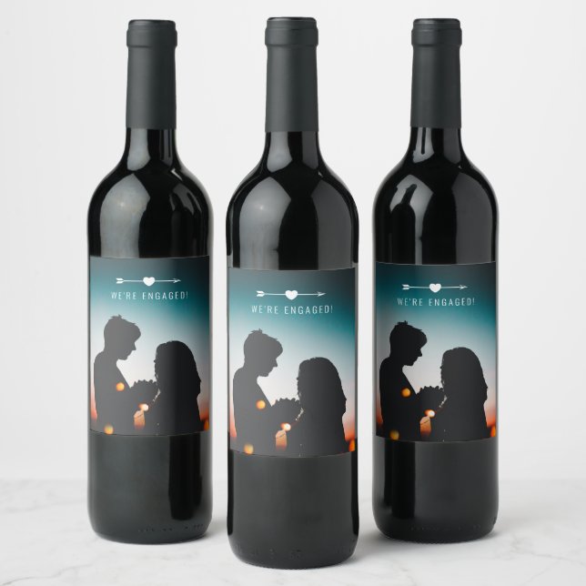 Dark Photo | Engagement Announcement | Wine Label (Bottles)