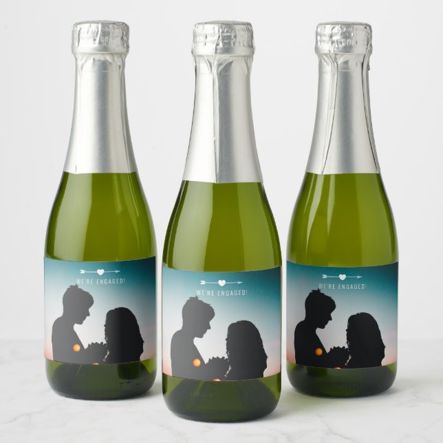 Dark Photo | Engagement | Mini Sparkling Wine Labe Sparkling Wine Label (Bottles)