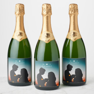 Dark Photo | Engagement |  Sparkling Wine Label