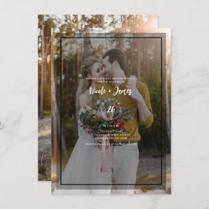 Dark Photo Tint Overlay 3 Modern Minimal Wedding Invitation