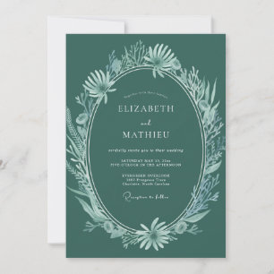 Dark Pine Foliage Eucalyptus Wedding Invitation