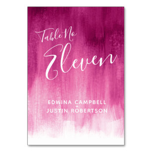 Dark pink abstract wash modern art table numbers