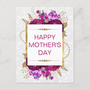 Dark Pink and Purple Flowers Mother's Day  Postcard