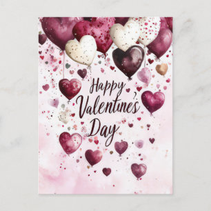 Dark pink and white Hearts Valentine's Greeting Postcard