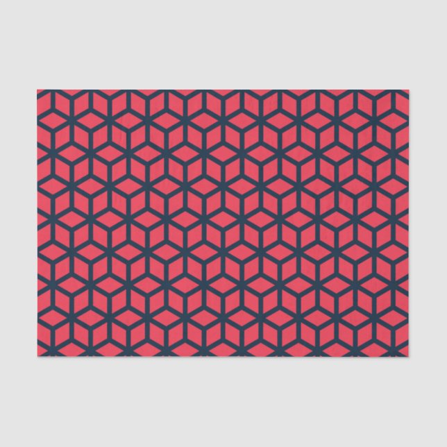 Dark Pink Blue Geometric Pattern Tissue Paper (Front)