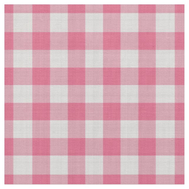 Dark Pink Checkered gingham Plaid Fabric (Close Up)