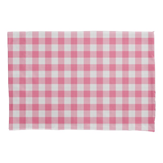 Dark Pink Checkered gingham Plaid Pillowcase (Front)