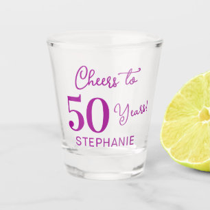 Dark Pink Cheers to 50 Years 50th Birthday Party Shot Glass
