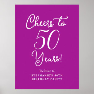 Dark Pink Cheers to 50 Years 50th Birthday Welcome Poster