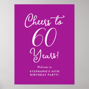 Dark Pink Cheers to 60 Years Birthday Welcome Sign