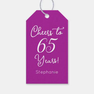 Dark Pink Cheers to 65 Years Birthday Favour Gift Tags