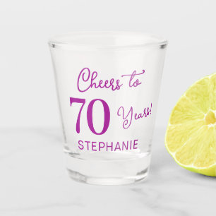 Dark Pink Cheers to 70 Years 70th Birthday Shot Glass