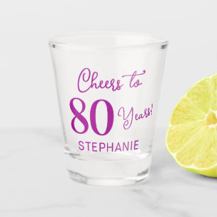 Dark Pink Cheers to 80 Years 80th Birthday Shot Glass