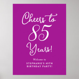 Dark Pink Cheers to 85 Years Birthday Welcome Sign