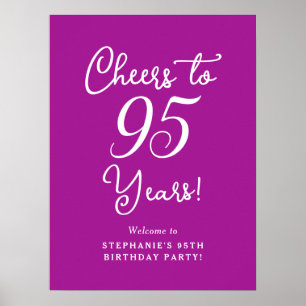 Dark Pink Cheers to 95 Years 95th Birthday Welcome Poster