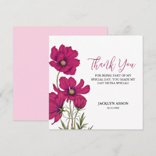 Dark Pink Cosmos Floral Thank You  Card