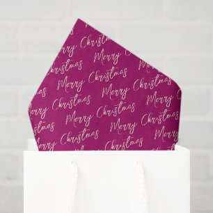 Dark Pink Elegant Script Merry Christmas Tissue Paper