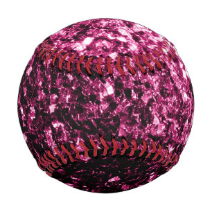 Dark pink faux glitter sparkles bling baseball