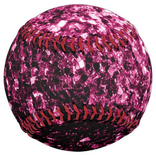 Dark pink faux glitter sparkles bling softball