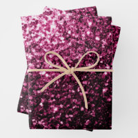 Dark pink faux glitter sparkles bling