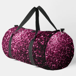 Dark pink faux glitter sparkles duffle bag