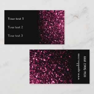 Dark Pink faux shiny glitter sparkles and black Business Card