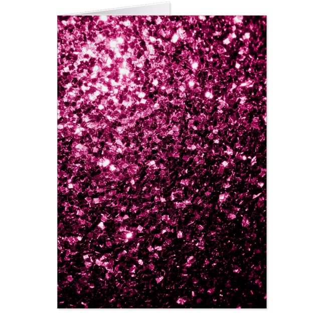 Dark Pink faux shiny glitter sparkles card (Front)