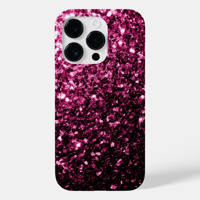 Dark Pink faux shiny glitter sparkles Case-Mate iPhone Case (Back)